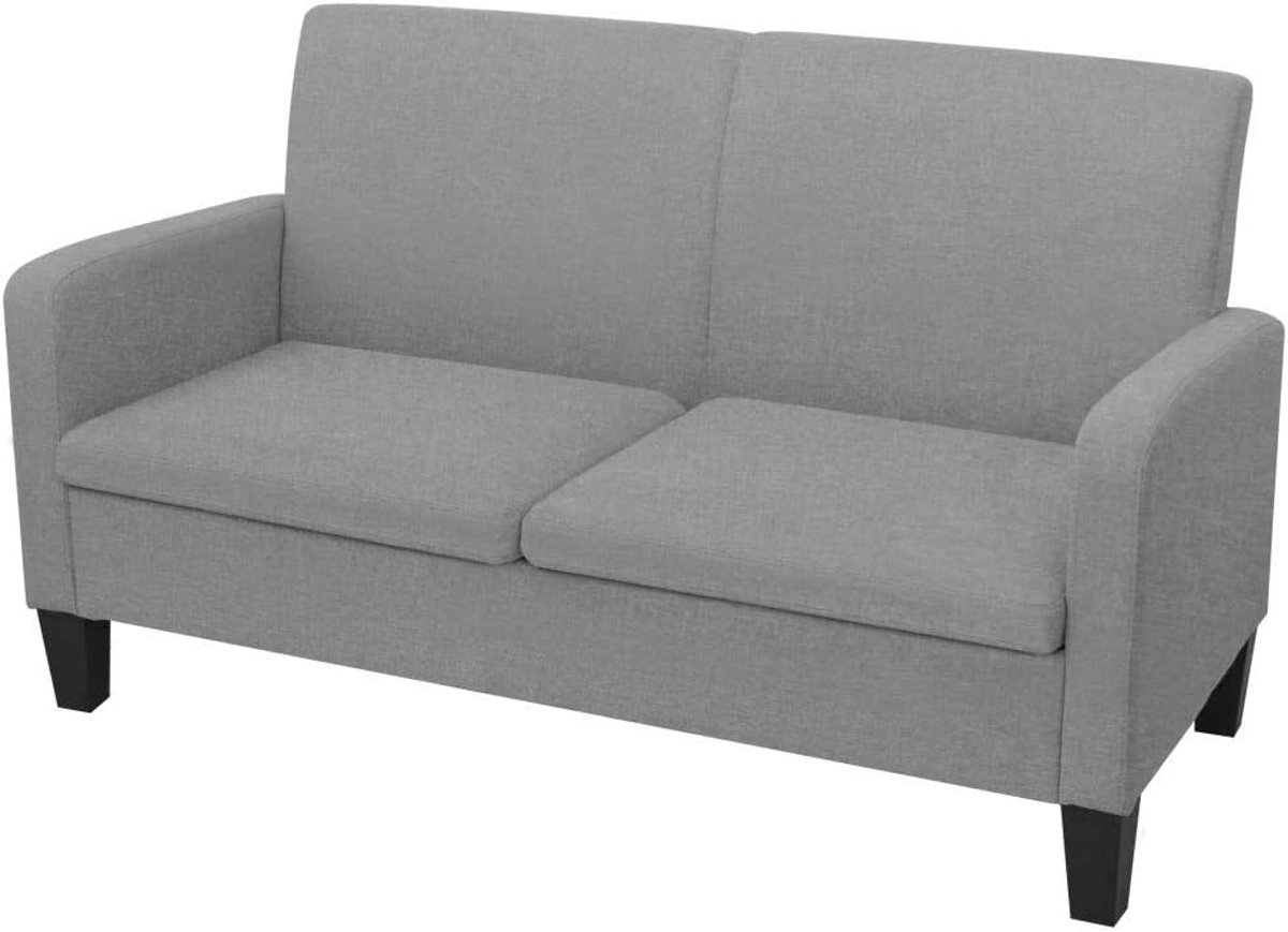 2-zitsbank, lichtgrijs, 2-zitsbank, stoffen bank, houten zitmeubel, 135 x 65 x 76 cm