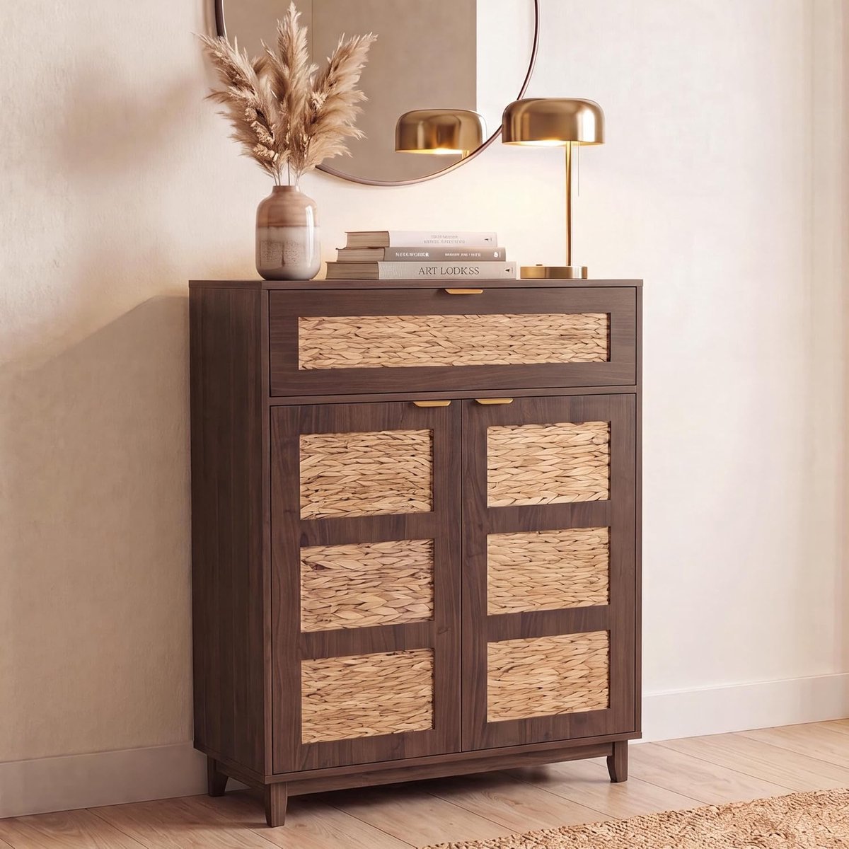Commode HWC-P54 115x80x35cm - walnoot look