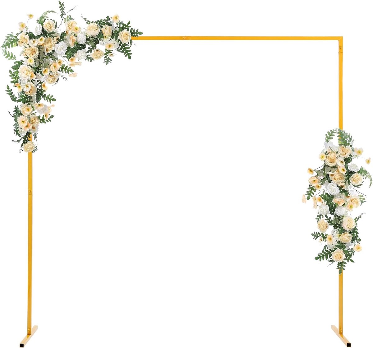 2 x 2 m bruiloftsboog, kransboog, achtergrond, bruiloftsstandaard, decoratiestandaard voor feest, decoratie, fotocabine, achtergrondstandaard (goud)