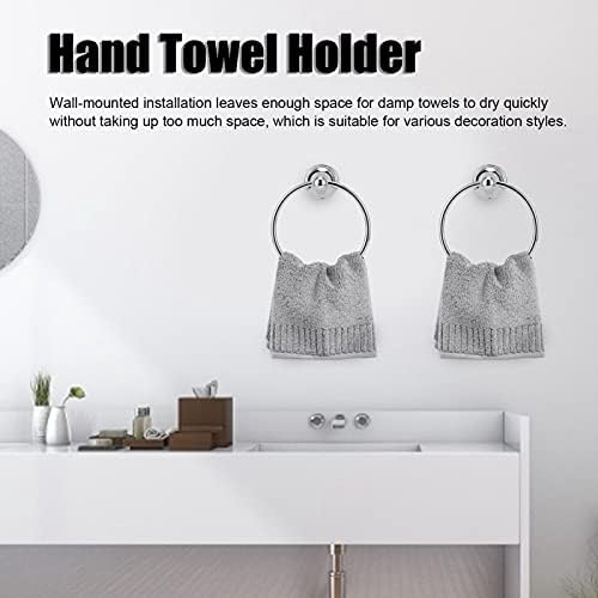 Handdoekrek, Moderne Handdoekring, Ronde Handdoekhanger Retro Elegante Stijl, Rek, Handdoekringen (893 Chromen handdoekring)