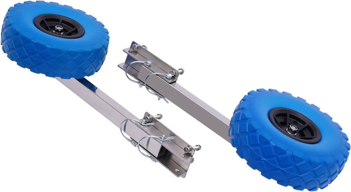 Achterwielen van roestvrij staal, rubberboot, slipreder, 40 cm bootwielen, rubberboowielen tot 150 kg, transportwielen voor opblaasbare boten en aanhangers