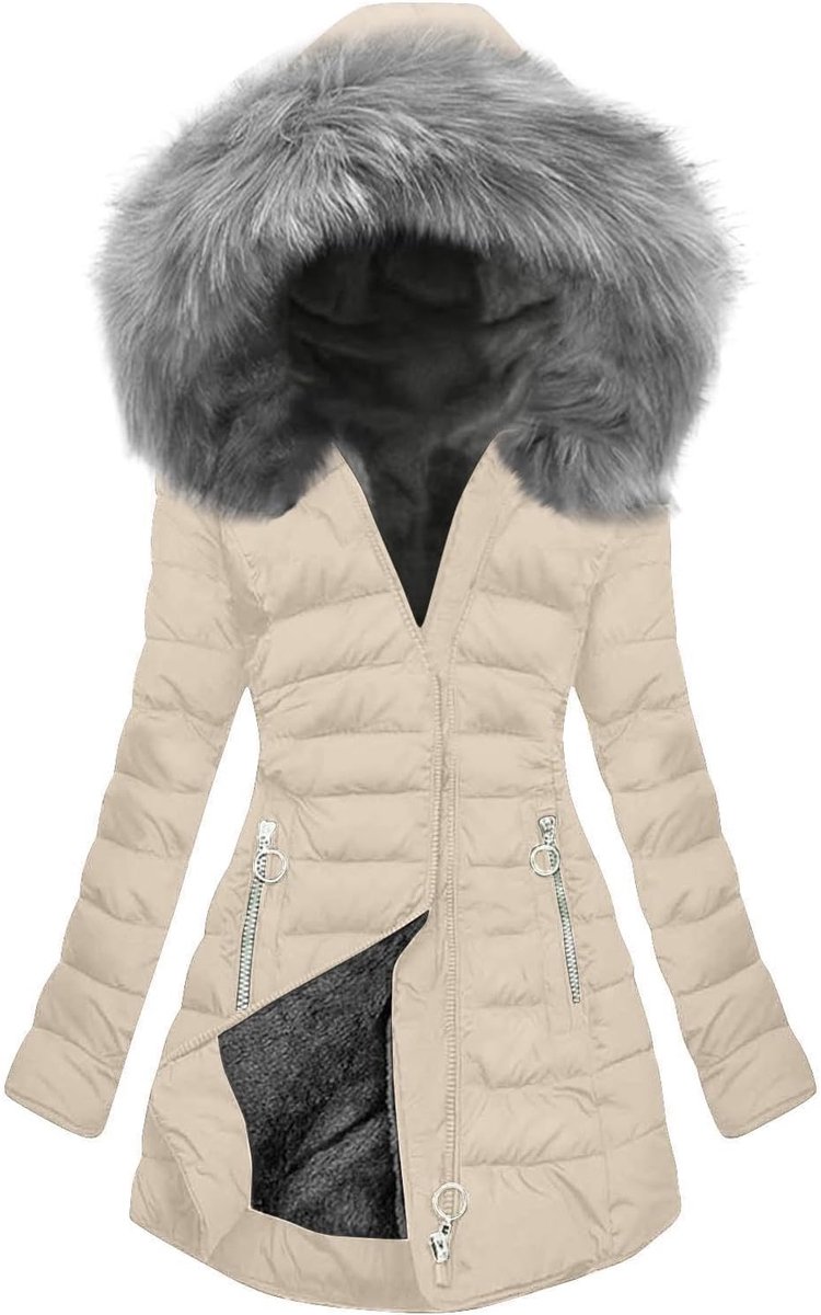 Winterjas voor dames, solide composiet, ritssluiting, lange mouwen, tas, bovenkleding, mantel