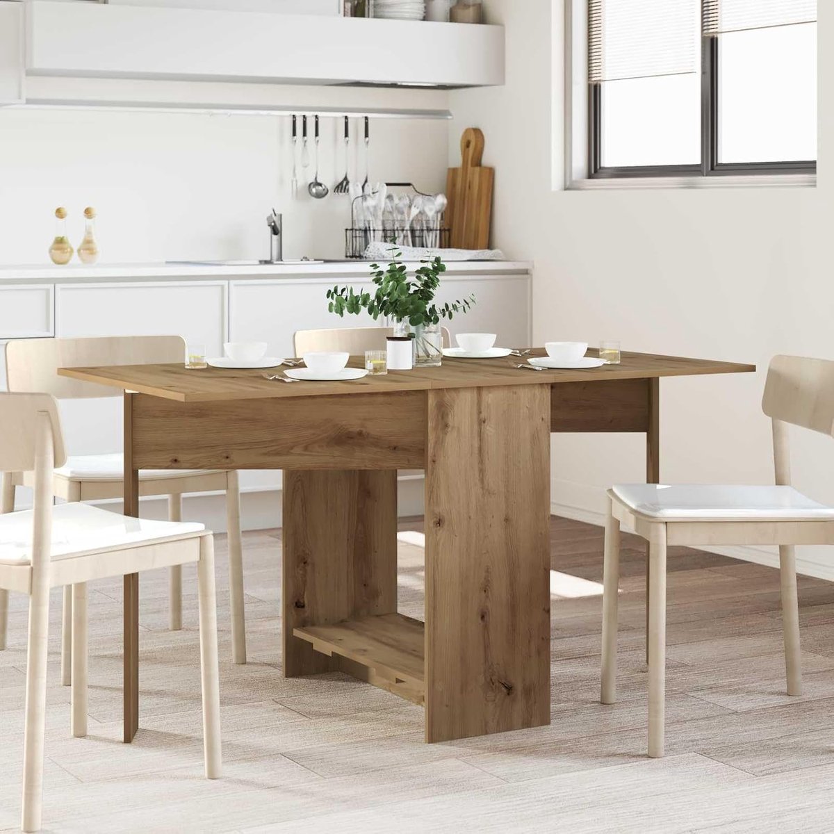 Hout uitschuifbaar eettafel modern 138x70cm