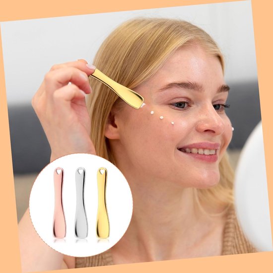 Cosmetische lepel, 3 stuks mini metalen make-up spatel mini metalen cosmetische spatel kleine schep voor gezichtscrème/lotion/vochtinbrengende crème herbruikbare huidspatels voor — afbeelding 2