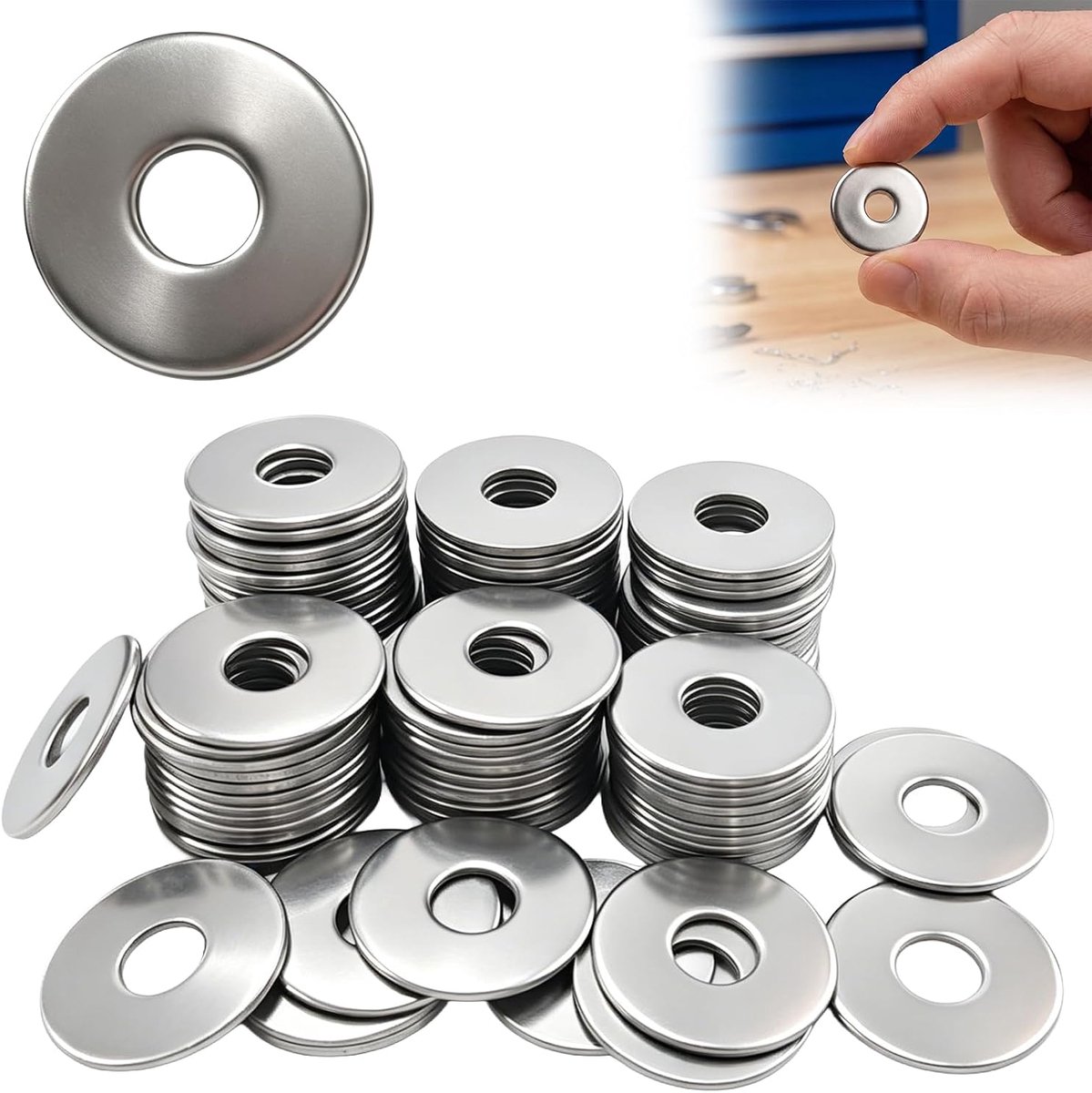 100 stuks roestvrijstalen sluitringen, M10 x 30 x 1,5 mm, sluitringen van roestvrij staal, metalen sluitringen, platte sluitringen voor schroeven, moeren en schroefdraadstangen (M10 x 30, 100 stuks)