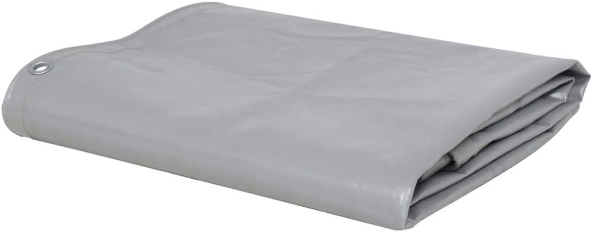 Afdekzeil, 650 g/m², 1,5 x 20 m, 6 x 8 m, 3,5 x 5 m, grijs/groen, met metalen ogen aan alle hoeken en langs de randen, scheur- en waterbestendig, uv-bestendig en schimmelbestendig