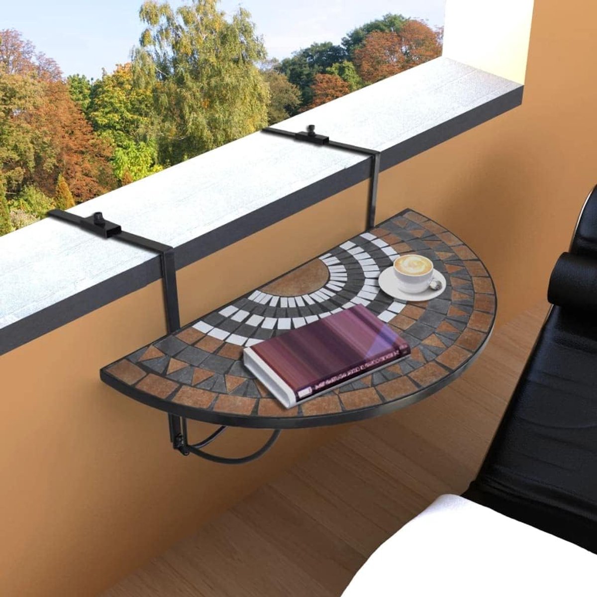 Mozaïek, terracotta en wit, outdoor tafel, patio, tafel, balkon, eettafel, tuin, lounge-tafel voor tuinen, terrassen, balkons