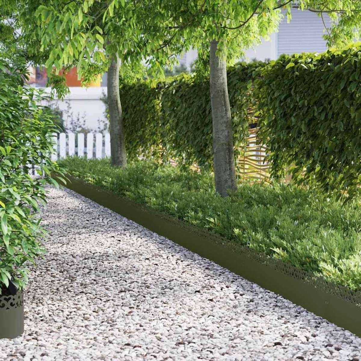 Tuinrand, 20 stuks, 103 x 22 cm, olijfgroen