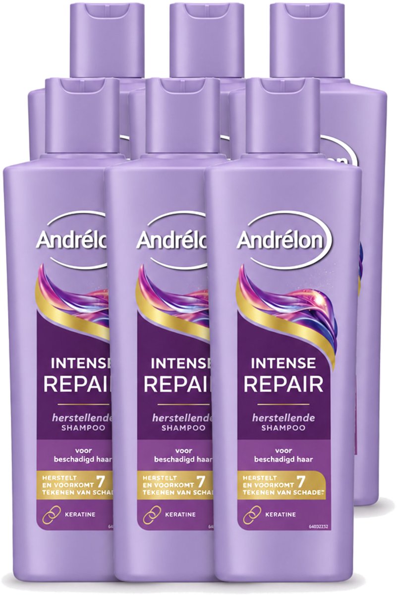 6 x Andrélon – Shampoo – Intense Repair – 250 ml - Voordeelverpakking - 6 stuks