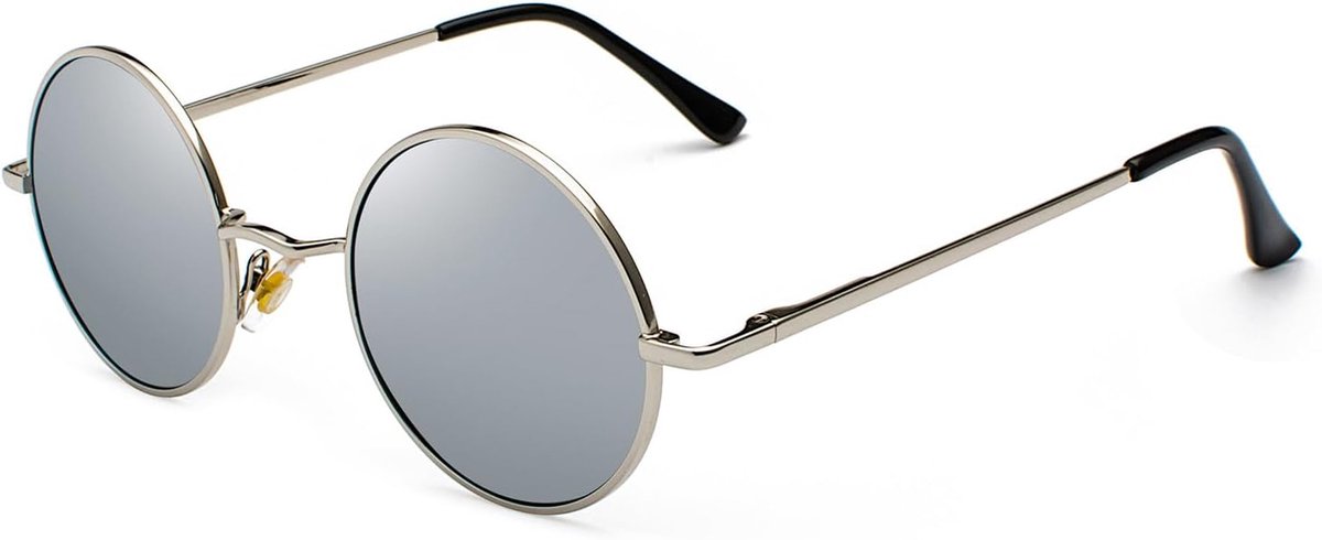 ronde gepolariseerde zonnebril voor dames en heren, vintage ronde punk-stijl bril met UV400-bescherming