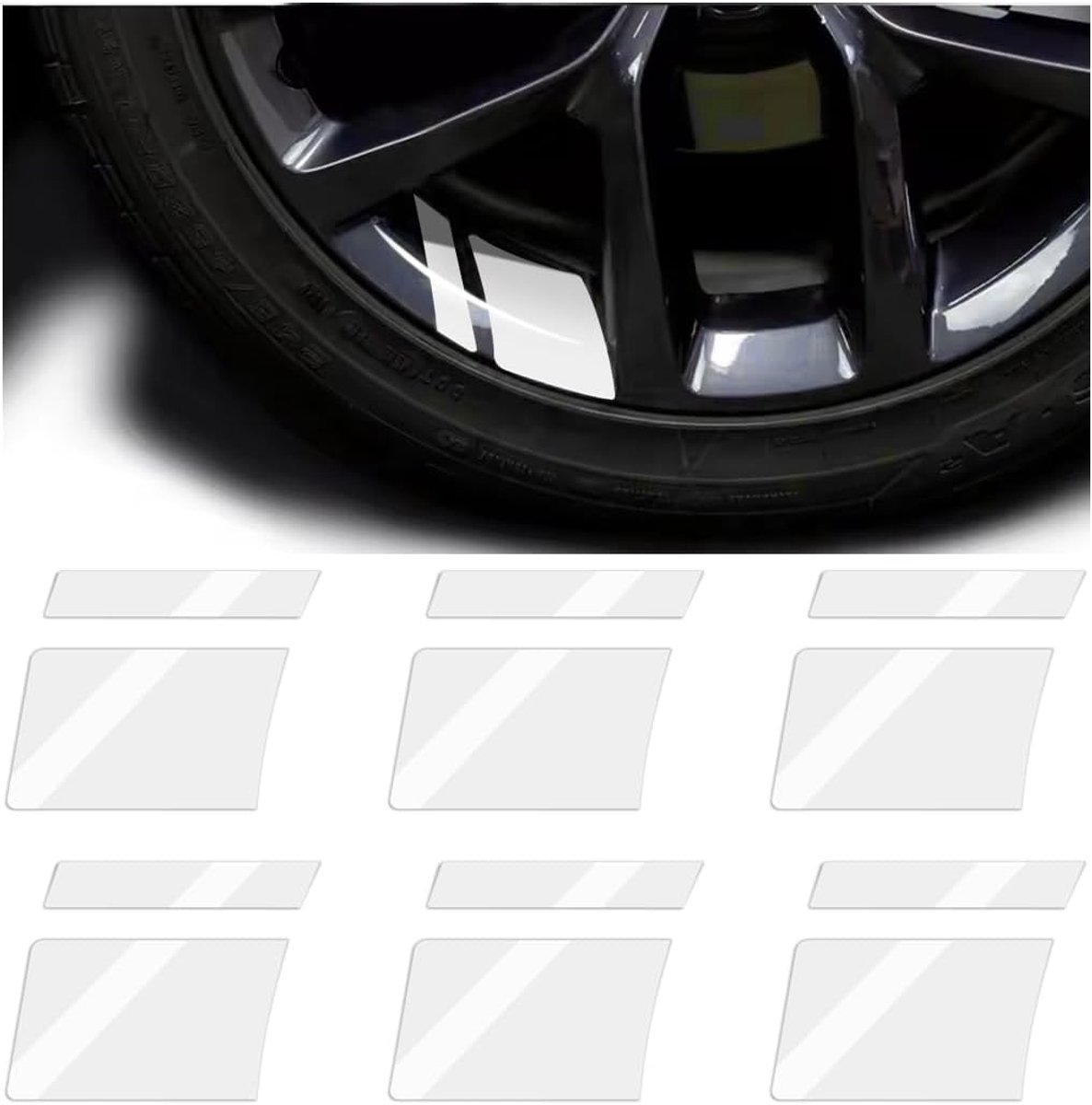 Autostickers, autostrepen, racing, velgenstickers, waterdichte autowielstrips, decoratiestickers, automotive universele decoratieve accessoires, 6 stuks (wit)