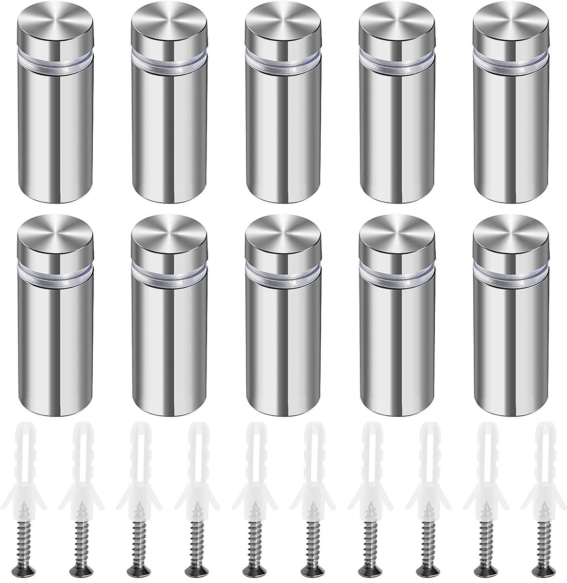10 Stuks 12×30 mm Standoff Bevestigingen, RVS Reclame Schroef, Sign Standoff Schroeven, Reclame Spijkers met Schroef en Expansie Buis, voor Fotolijsten Sign Displays Hangend
