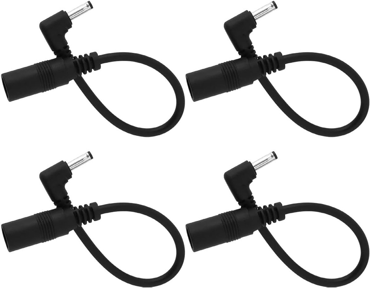 Stuks draadadapters met een hoek van 90 graden, 3,5 mm x 1,35 mm mannelijk naar 5,5 mm x 2,1 mm vrouwelijk, adapterkabel voor router en beveiligingscamera, zwart