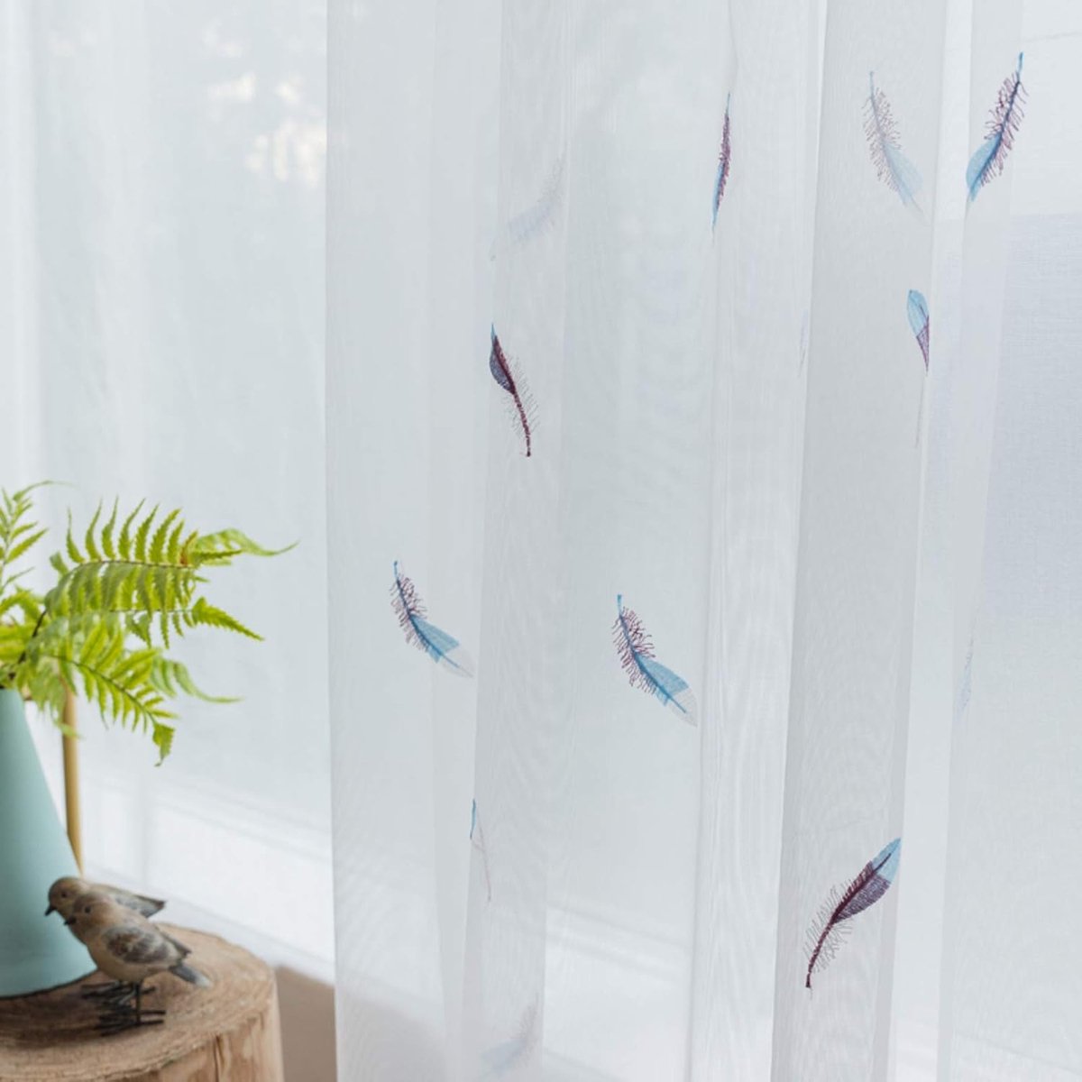 Modern/voile/gordijn, geborduurd/erker/tule/gordijnen, kant/transparante gordijnen/paneel/Light Filtering/voor woonkamer, haken top-veren 300x270cm (118x106inch)