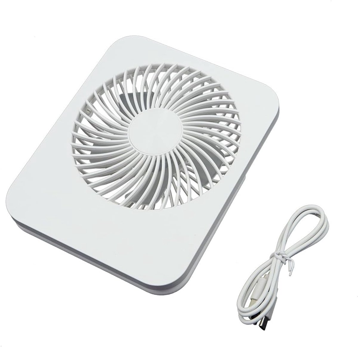 Ventilator met 3 snelheden, draagbare desktop-kleine ventilator, 2000 mAh, bureauventilator, 180° opvouwbare koelventilator, USB-ventilator voor kantoorreizen (wit)