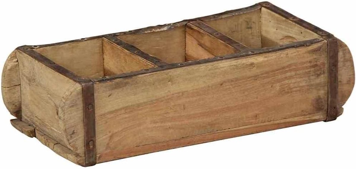 Set van 4 houten dienbladen, bruin, 30 x 14 x 9 cm, decoratief dienblad van gerecycled massief hout, dienblad voor woonkamer, eetkamer, keuken en buiten