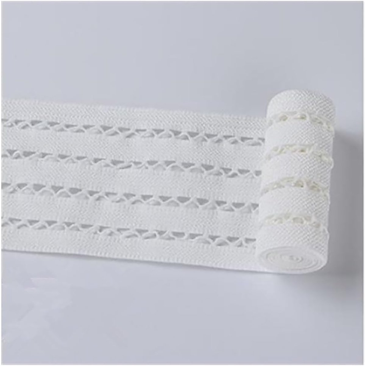 Rubberen band, 7 cm, ademende mesh-elastieken voor jurken, rokken en badmode, plat elastiek voor broeken, elastisch en vormvast, wit, 1,5 m