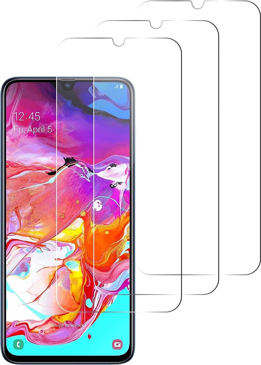 [3 stuks beschermfolie compatibel met Samsung Galaxy A70 pantserglasfolie, anti-kras, 9H hardheid, ultrahelder veiligheidsglas, luchtbelvrije folie, anti-val, transparante pantserglasfolie