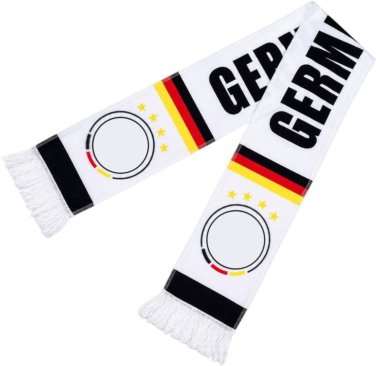 Sjaal van het Duitse voetbalteam, met franjes, Duitse supporterartikelen, sjaal Duitsland, voor voetbalwedstrijden, supportersbijeenkomsten, sportevenementen, A
