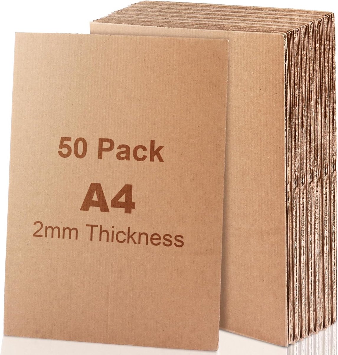 50 stuks A4 golfkarton, 2 mm dik karton, 21 x 30 cm, golfkarton om te knutselen, voor doe-het-zelf handwerk