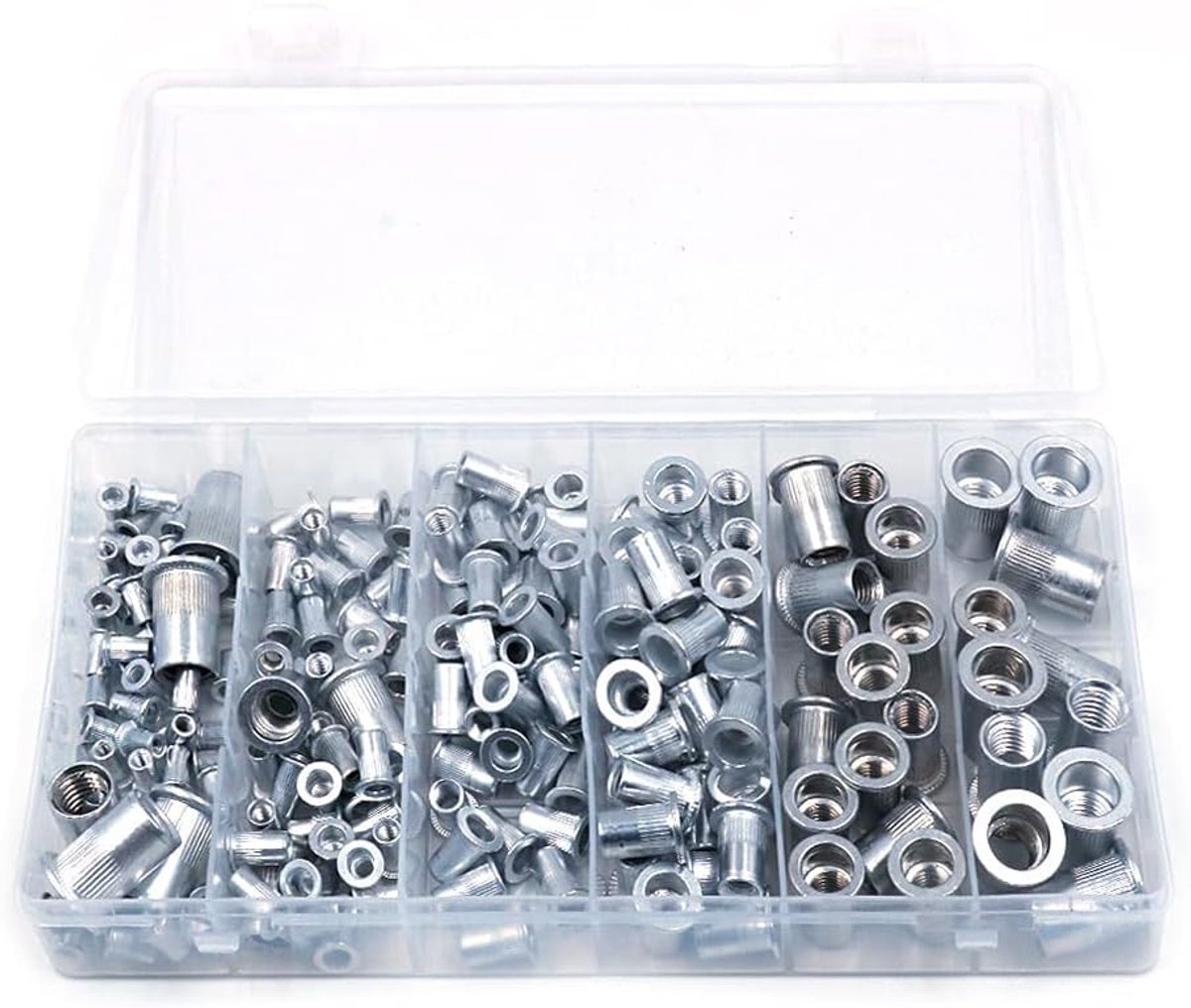 190 Stuks 304 Platte Draad Insert Klinknagelmoeren, Nutsert Klinknagel Moer Assortiment Kit M3 M4 M5 M6 M8 M10