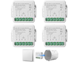 Rolluikschakelaarmodule, 4 stuks, wifi-smart-inbouwschakelaar, module met looptijdinstelling voor gordijnen, jaloezieën, luifels, compatibel met Google Home/Smart Life/Tuya Smart (wit)