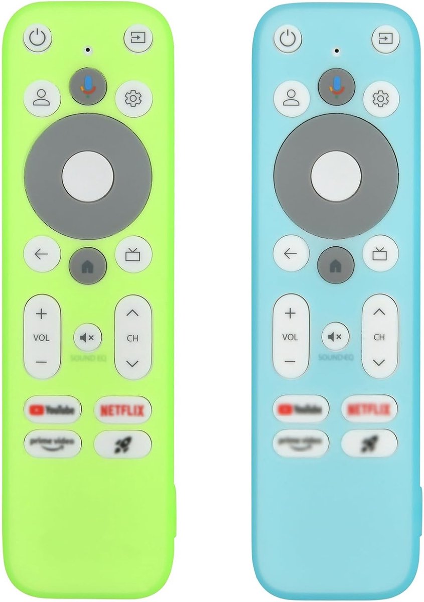 (2 stuks) siliconen beschermhoes vervangende afstandsbedieningsset voor universele Android TV 4K UHD Stick TV Box afstandsbediening, voor Onn XNANO 100024646 (siliconen, lichtgroen en lichtblauw