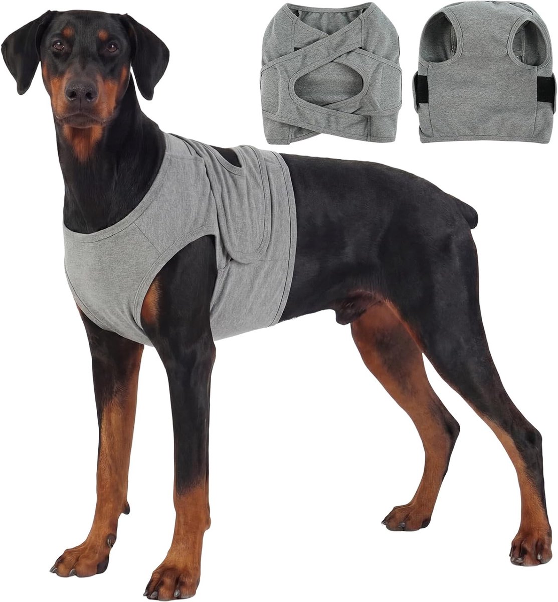 Herstelpak voor honden | Anti-lik wondbeschermer met gekruiste rugbanden (na operatie, buikincisieverzorging) | Veilige en comfortabele pasvorm, alternatief voor kegel (grijs, XL)