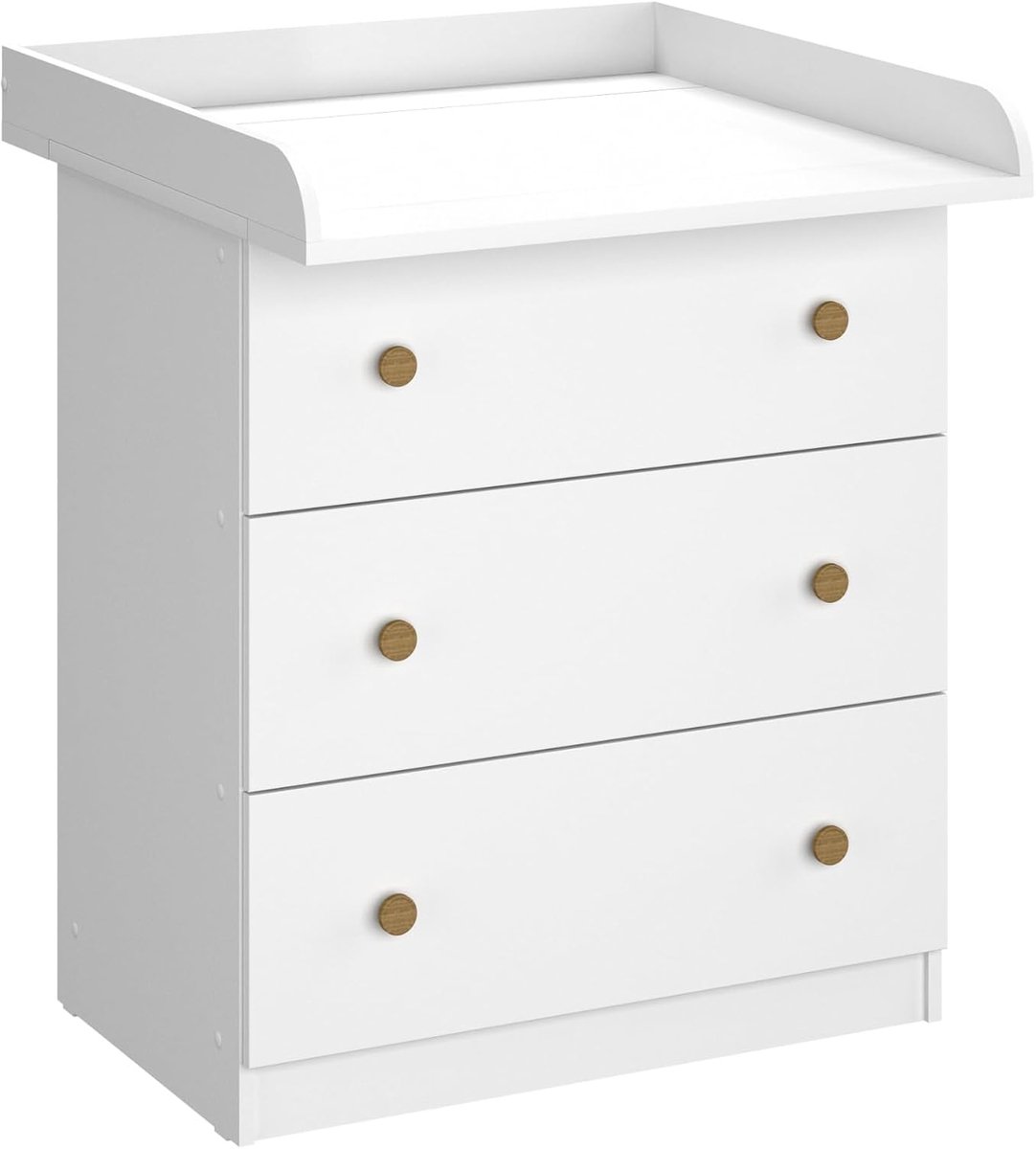 Kids aankleedcommode 830 wit, met opklapbaar aankleedblad en opbergvakken voor babykamer, babycommode Basic Line