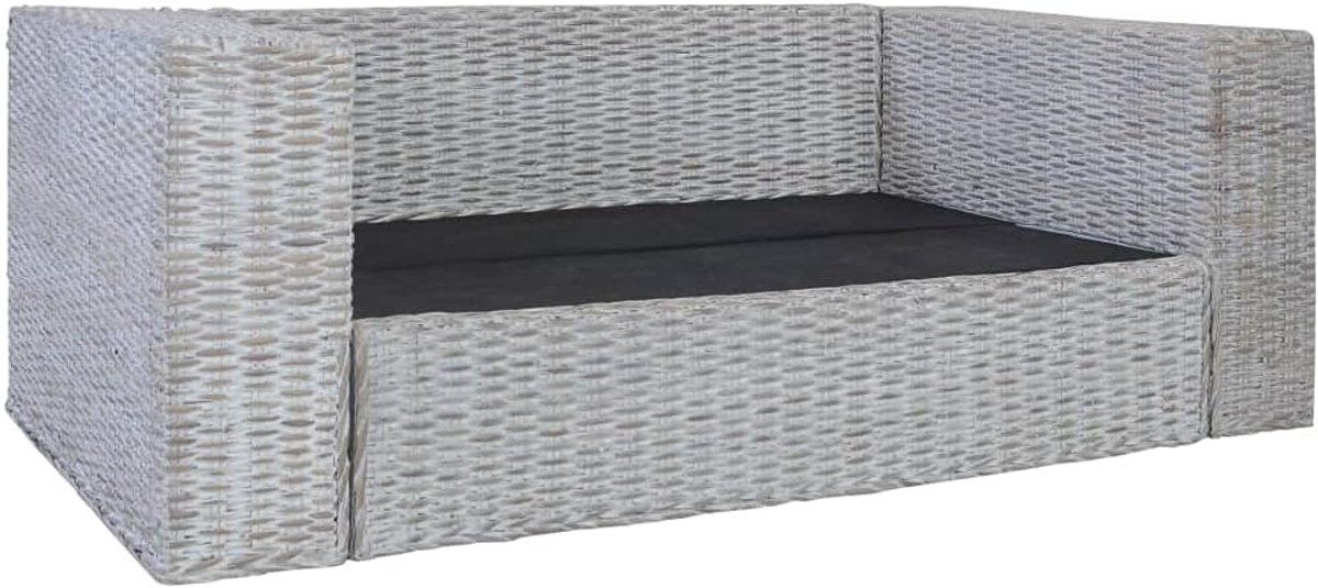 2-zitsbank, gestoffeerd, grijs, natuurlijke rotan, voor woonkamer, slaapkamer, logeerkamer