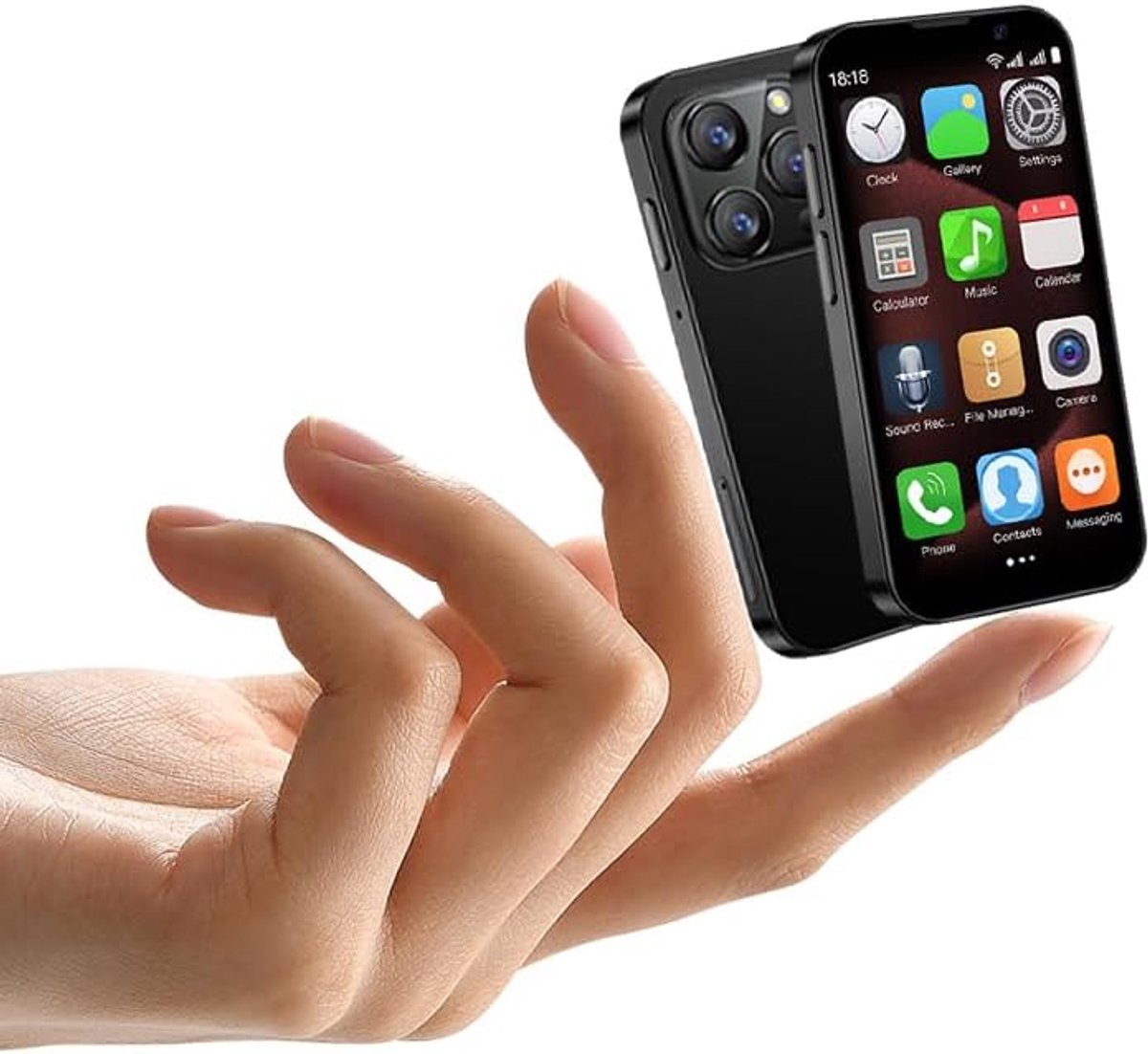 Mobiele telefoon 3 inch HD-scherm Dual SIM Dual Standby 2GB RAM, 16GB ROM, gezichtsherkenning WIFI Compact Smartphone voor kinderen en back-ups (zwart)