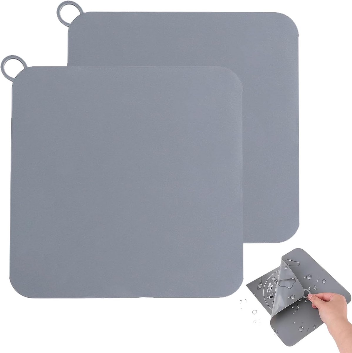 2 stuks vloerafvoerafdekking, 20 x 20 cm, siliconen, anti-geur-doucheafdekking met geurafsluiting, afvoerafdekking voor badkamer, keuken en toilet (grijs)