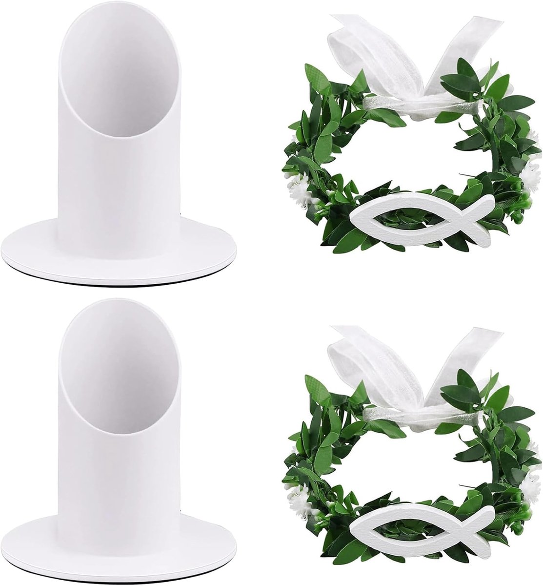 4 stuks metalen theelichthouders voor zuilkaarsen en tafelkaarsen, decoratie voor communiekaarsen, druppelbescherming, kaarsenhouder voor tafeldecoratie voor communie, doop, bruiloft