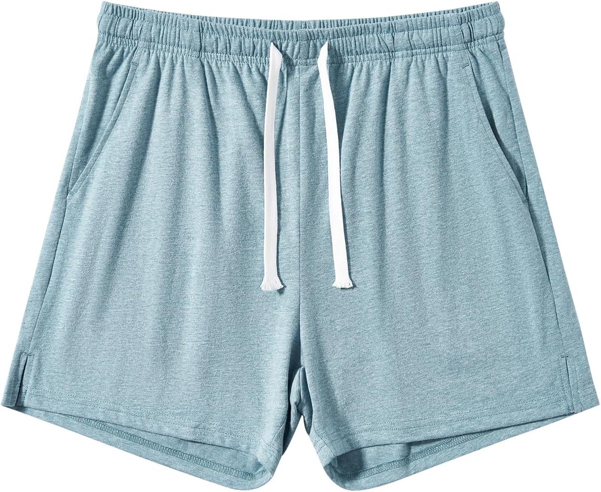 Coulee Slaapbroek voor heren, kort, katoen, 10 cm, lichte slaapshorts, korte pyjamabroek, pyjamabroek met zakken