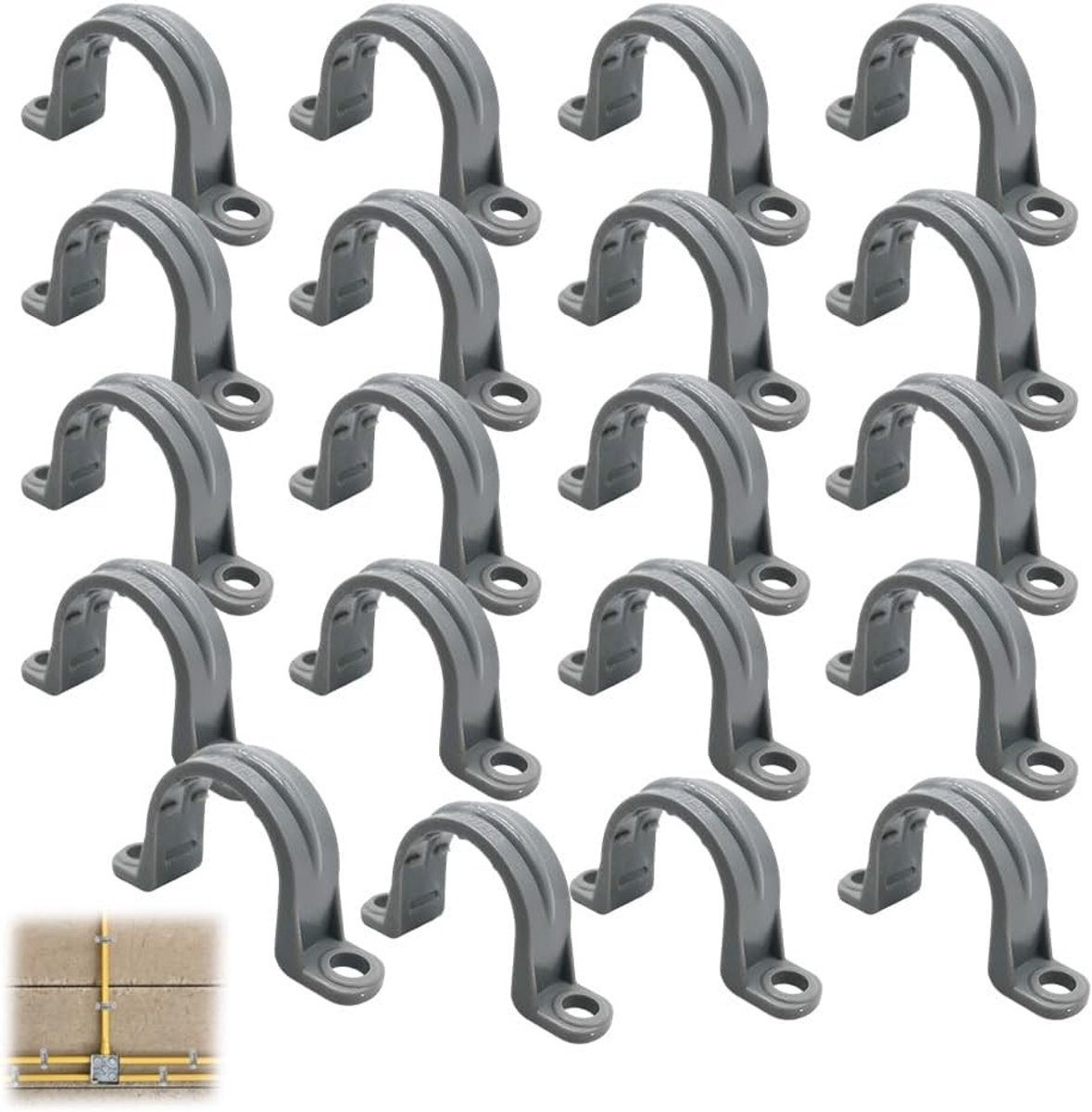 20 Stuks 2-Hole Slangklemmen voor Buizen, Perfect voor Gas- en Waterleidingen, Duurzame Klemmen voor Betrouwbare Bevestiging