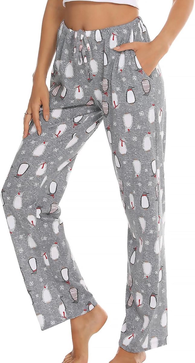 Dames Pyjamabroek Lange Slaapbroek Bedrukte Loungebroek met Zakken en Trekkoorden