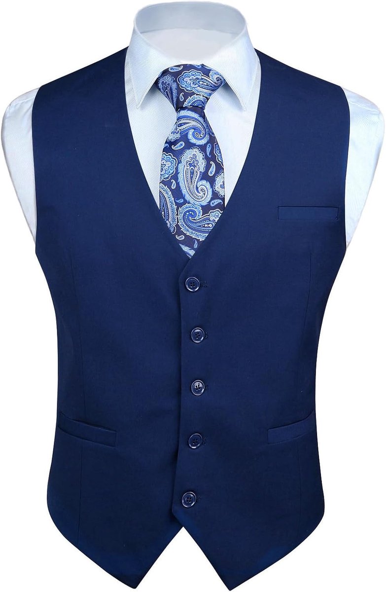 Gilets voor bruiloften, voor smoking, zakelijk pak, vest met zakken, effen kleur, maat XS-4XL