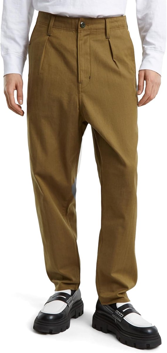 Heren Broek Geplooide Chino Relaxed