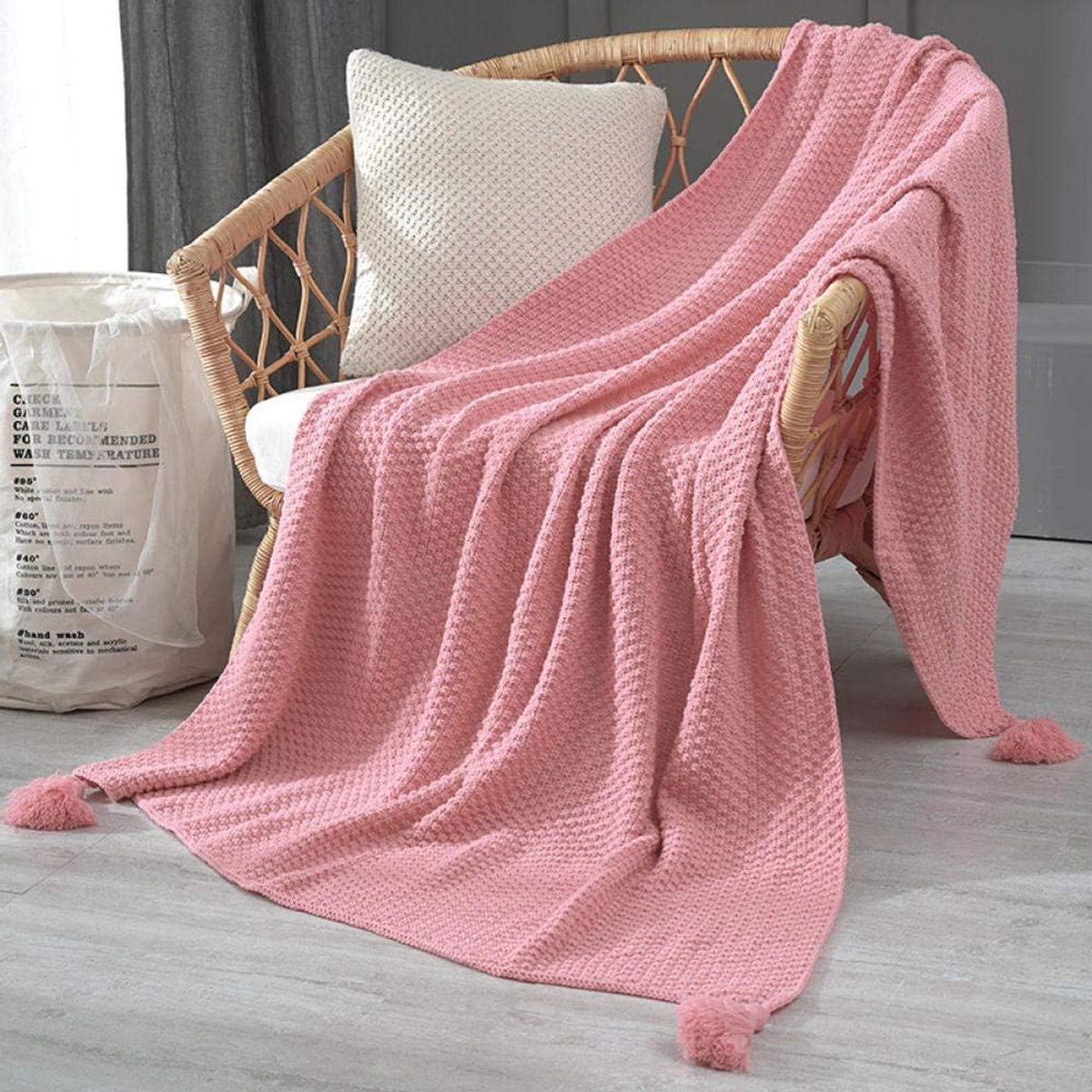 Fleece werpdekens Reisformaat - Superzachte donzige warme stevige bedspreien voor bank Microfiber deken -Leer Roze_110 cm * 240 cm