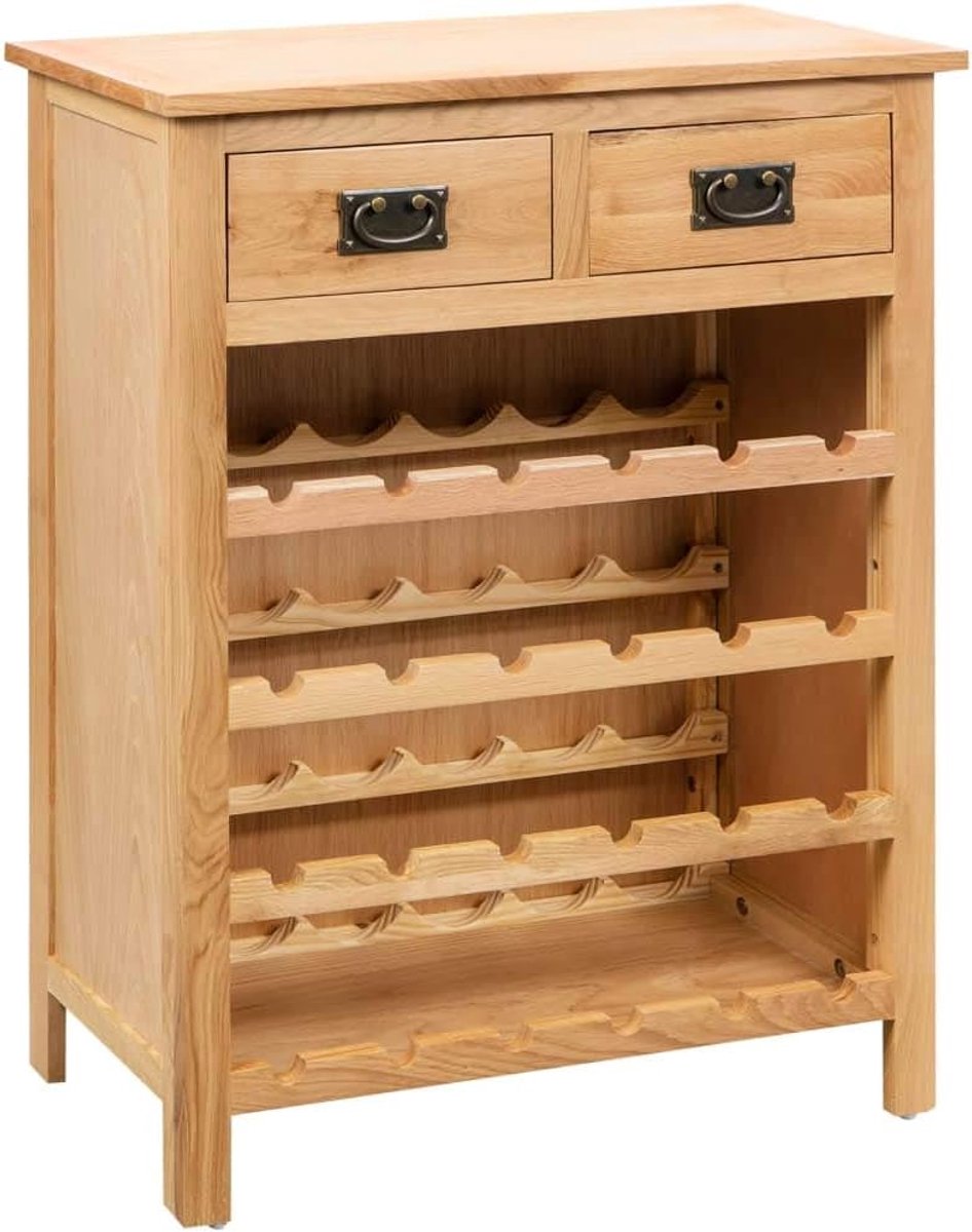 Witte kast wit rek massief eiken bruin 72 x 32 x 90 cm voor 20 flessen