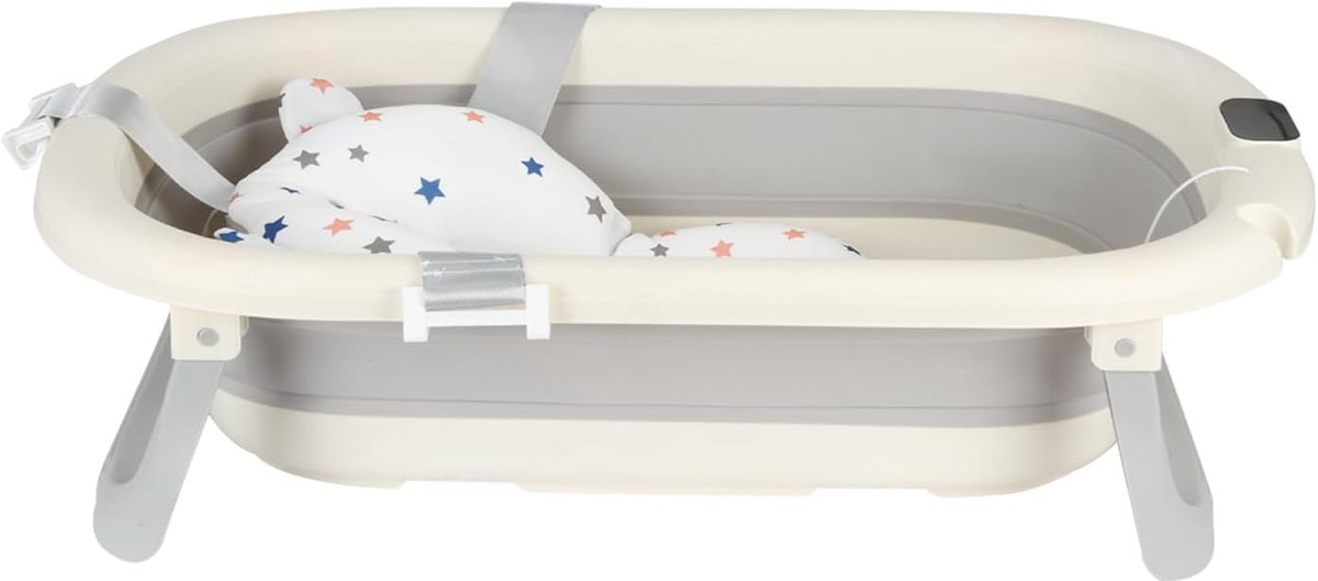 Babybadkussen voor bad, douche, begin, kinderen, antislip, comfort, reizen, 0-3 jaar, op voet, badtub, eenvoudig te bedienen, A-43 x 71 x 18,5 cm (grijs)