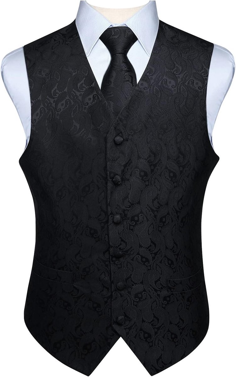 Vesten voor mannen bruiloft paisley vest bloemen jacquard stropdas zak vierkant feest formele vest pak set S-6XL