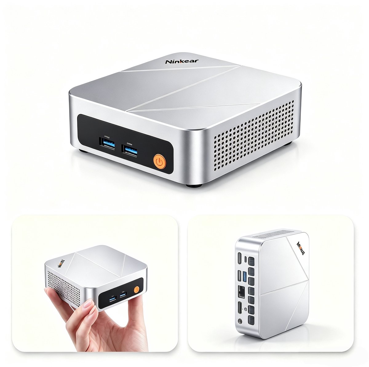 Mini PC - 12GB LPDDR5 - 116*107*36mm - 4K Uitvoer - Kantoor En Thuisgebruik Zilver- Core 3 304 - 12GB LPDDR5 - 512GB PCIe SSD - 116*107*36mm - Kantoor En Thuisgebruik Zilver
