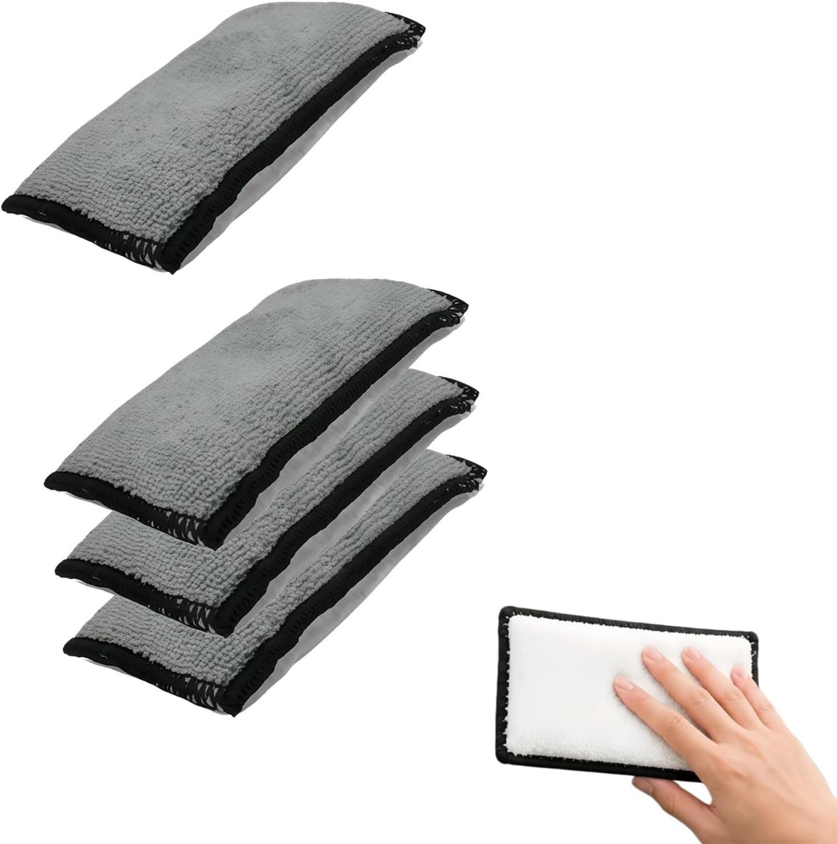 Autospons voor binnen, 4 stuks, microvezel reinigingspads, 13 x 9 cm, spoelspons, wasbaar, zachte verzorging voor leer, kunststof, vinyl, compatibel met autoverzorgingsproducten, multifunctioneel voor