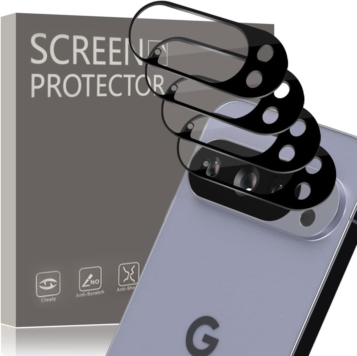 4 stuks camerabeschermfolie voor Google Pixel 10 Pro gehard glas, hardheid 9H, krasbestendig, anti-vingerafdruk, compatibel met beschermhoes, HD heldere bescherming van gehard glas
