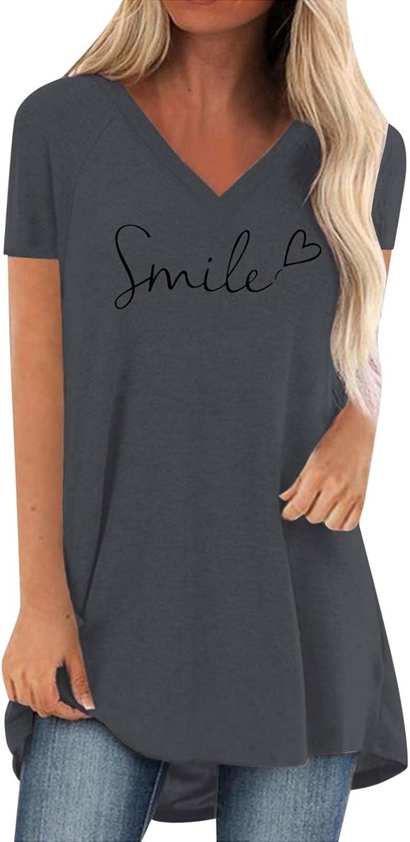 Oversized T-shirt met korte mouwen, losvallend, zomerse top
