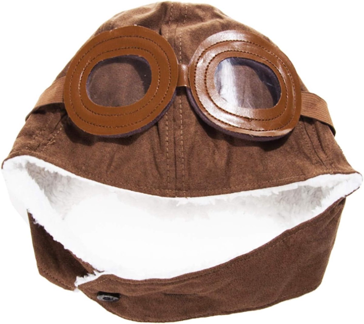 Pilotenmuts met bril, oorbeschermer, pilotenmuts, vintage, warme muts voor kinderen, vrouwen en mannen (bruin), bruin