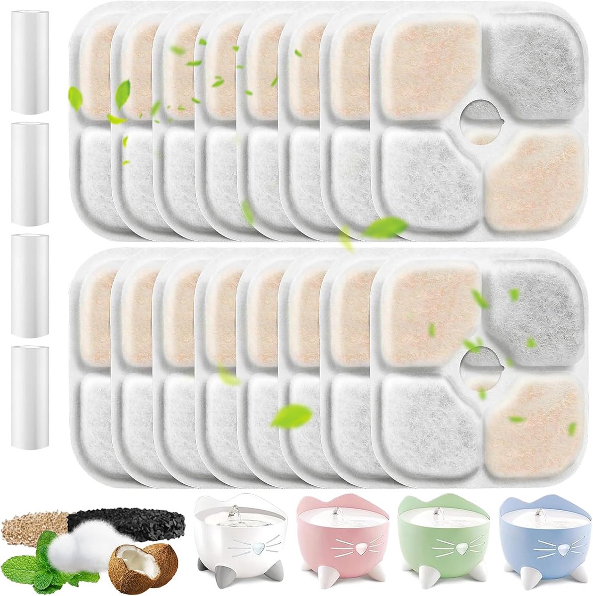16 stuks kattenfonteinfilters compatibel met Catit Pixi