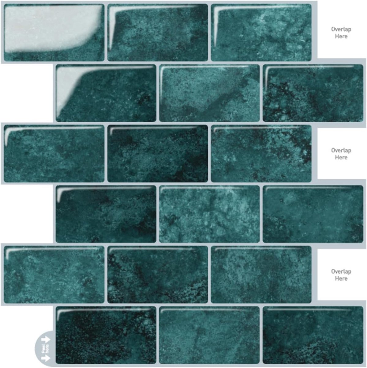 Tegelstickers, dikkere keukentegels, zelfklevend, wandtegels, zelfklevend, plaktegels, keuken, afneembaar, voor badkamer, keuken, wanddecoratie, waterdicht, zeeblauw, 30,5 x 30,5 cm