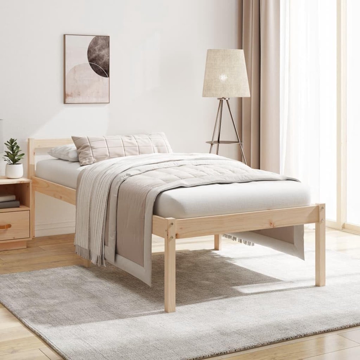 Grenenhout seniorenbed naturel 75x190 cm